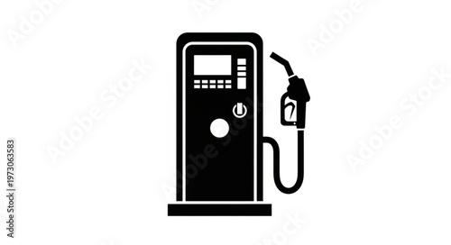 Gas Station Pump Icon - Fueling and Energy Symbol in Black and White.