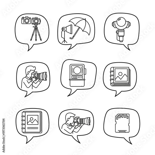 Black and white film photography icons.