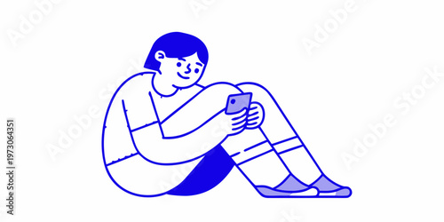 Young woman sits with knees drawn up while using a smartphone