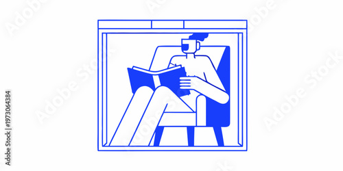 A person reading a book while relaxing in a chair by a window