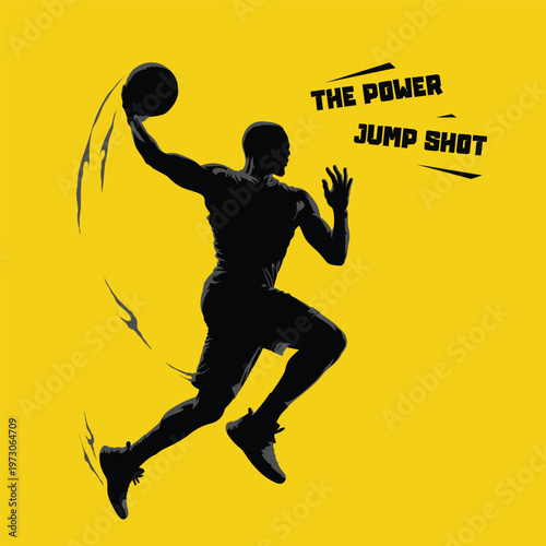 basketball silhouette player power jump shot