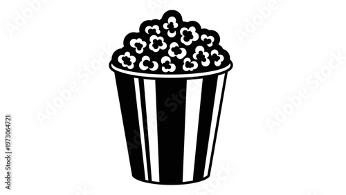 Popcorn Bucket Illustration Black White Striped.
