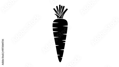 Black and White Carrot Silhouette Illustration.