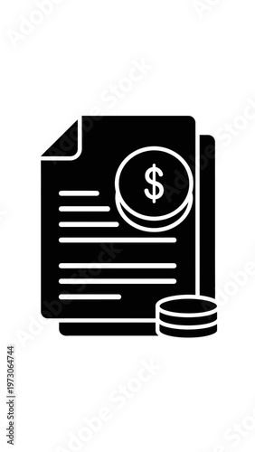 Financial Document with Dollar Sign and Coins.
