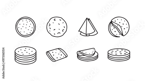 Flatbreads and Tortillas Set Icon Collection