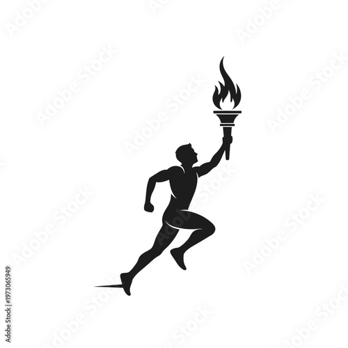 Athlete running with a torch in hand.