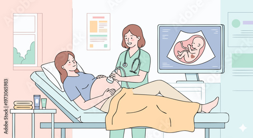doctor  is scanning pregnant woman 