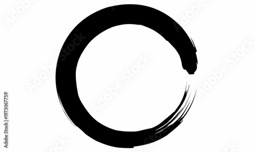 frame of Minimalist black ink circle brush stroke, enso style ring with rough textured edges, hand-painted calligraphy element, symbol of zen,eternity for logo, tattoo, and design, cover. vector