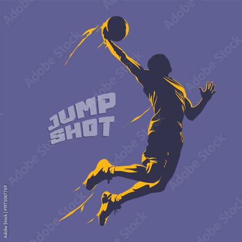 basketball silhouette player jump shot