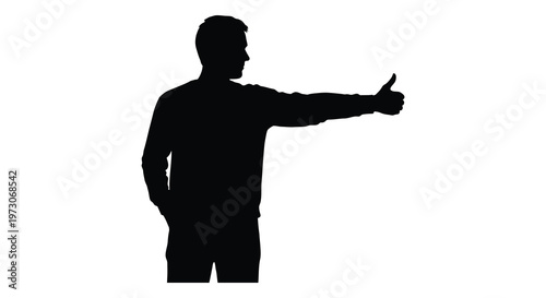 Man giving a thumbs up gesture against a white background silhouette