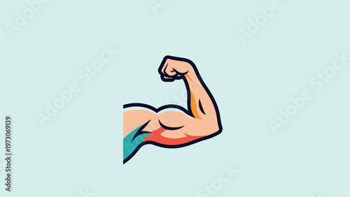 Muscular Arm Flexing Bicep Cartoon.