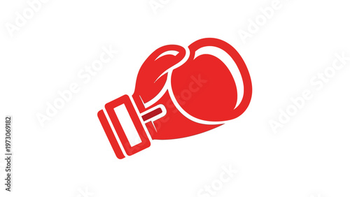 Red boxing glove sports icon symbol.
