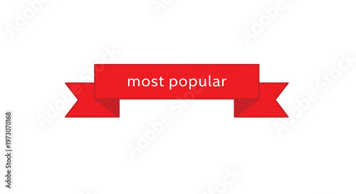 A red ribbon banner displaying the text most popular in white