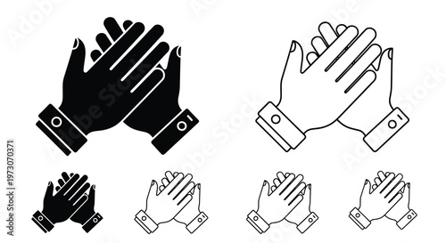 Hands clapping in applause depicted in multiple variations and styles