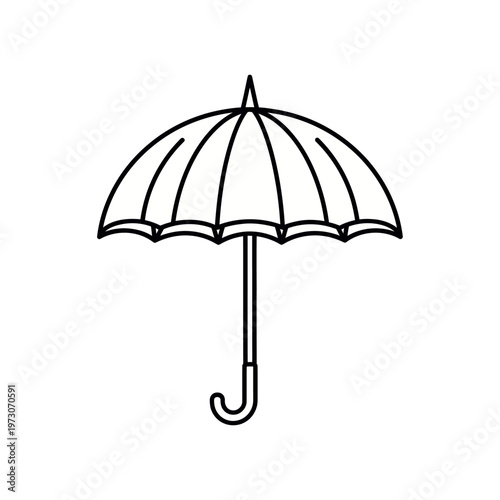 black and white line icon of traditional ceremonial umbrella, clean vector