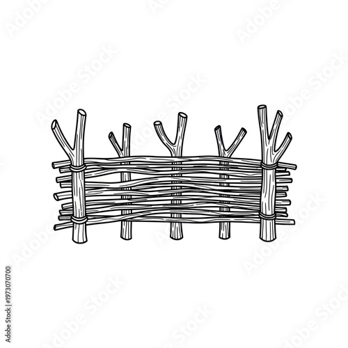 Village Fence Line Icon – Sinhala Tamil New Year Rural Symbol
