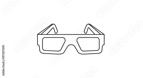 Line drawing of black 3d glasses isolated on a white background