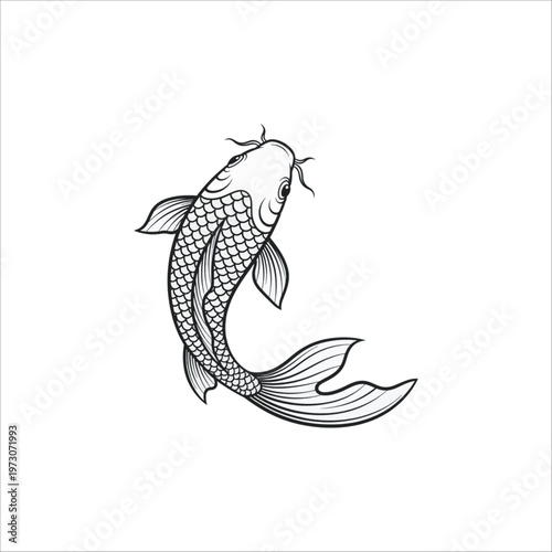 Fish and corn vector illustration logo design