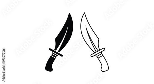 Two knives displayed one solid black and one outlined a striking silhouette