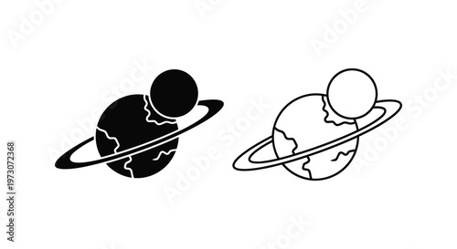 Two planetary designs one dark and one light showcase a striking silhouette