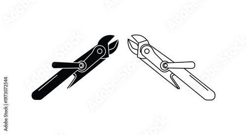 Two pliers illustrations in contrasting styles a bold silhouette high quality