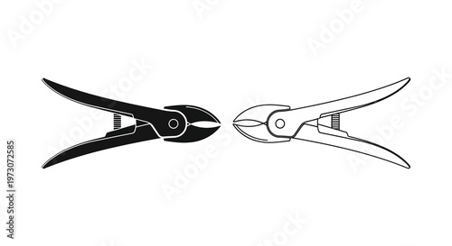 Black and white illustration of wire cutters in a contrasting silhouette