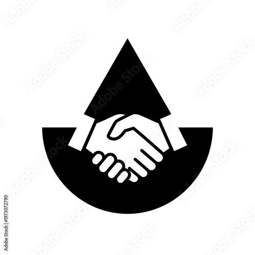 Handshake under a triangle symbol.