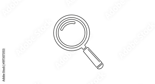 Simple black line illustration of a magnifying glass on a white background