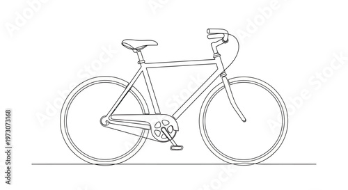 Minimalist line drawing of a classic bicycle against a white background