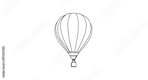 Outline drawing of a hot air balloon with gondola