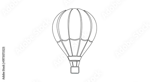 Simple line drawing of a hot air balloon with a basket