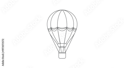 Simple line drawing of a hot air balloon suspended in a white space