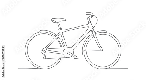 Minimalist line art of a bicycle with fenders and pedals