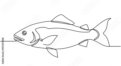 Vászonkép Simple line art depicting a fish swimming