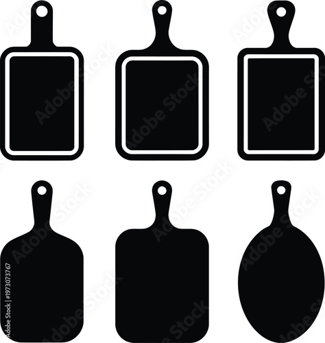 Set of various wooden cutting boards icons