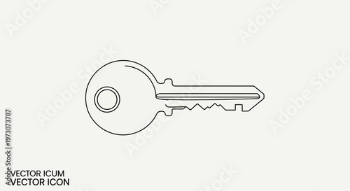 Minimalist black outline of a single key on a light gray background