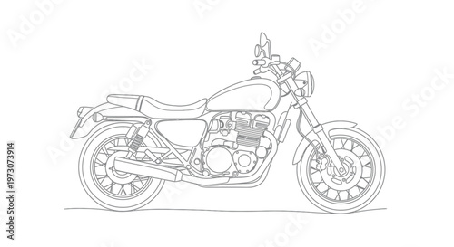 Sleek line drawing of a classic motorcycle in profile