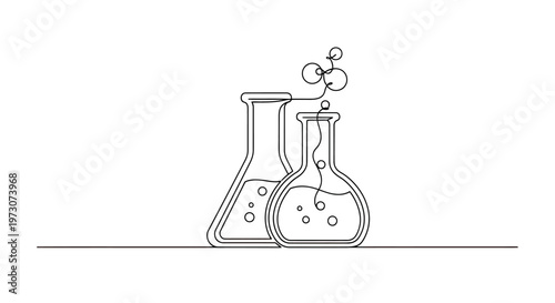 Two conical flasks with bubbles and swirling vapor