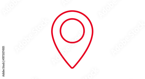 A simple red line art location pin icon on a white background