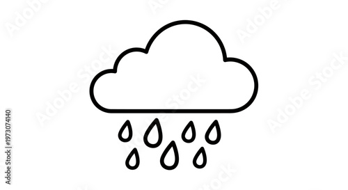 Simple line drawing of a cloud with falling raindrops (1)