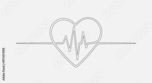Heart shape with a continuous line electrocardiogram pulse