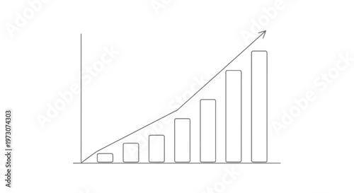 Simple line graph with an upward trend, increasing bars, and arrow