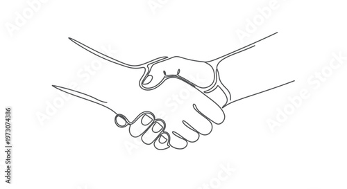 Minimalist illustration of two hands shaking, a symbol of agreement and connection