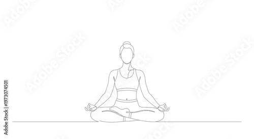 Minimalist line drawing of a person meditating in a lotus pose