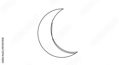 A simple black crescent moon outline against a white background
