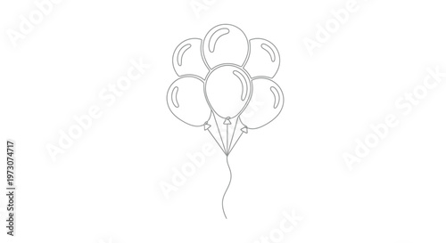 A cluster of six balloons, drawn in a simple outline style