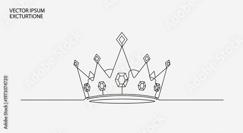 A minimalist line drawing of a crown with geometric gemstone accents