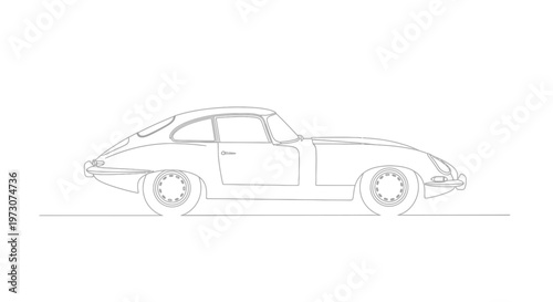 Fotografia Sleek, classic sports car silhouette in minimalist gray outline