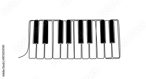 A black and white drawing of piano keys
