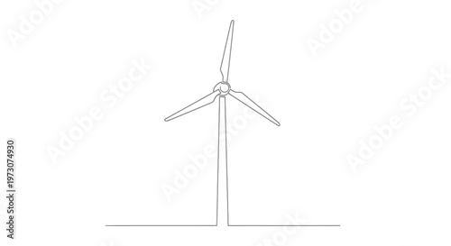 Single-line drawing of a wind turbine on a plain background